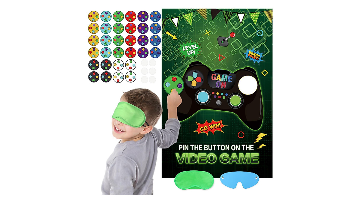 Pin the Button Video Game Party Game & Favors for Kids