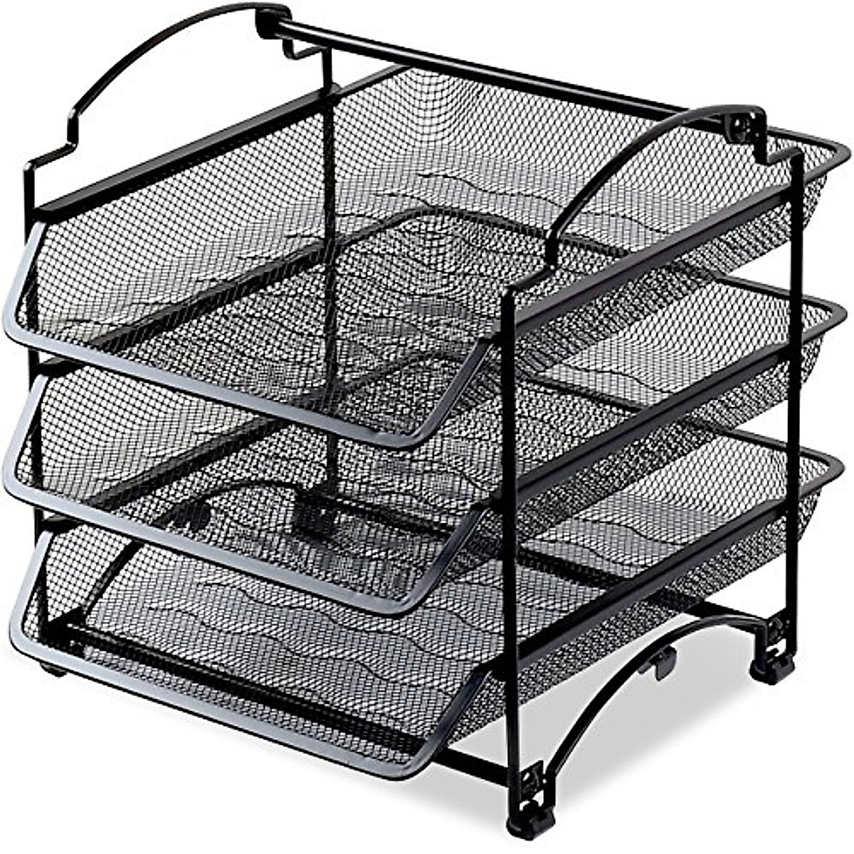 SimpleHouseware 3 Tier Stackable Desktop Letter Tray - Black