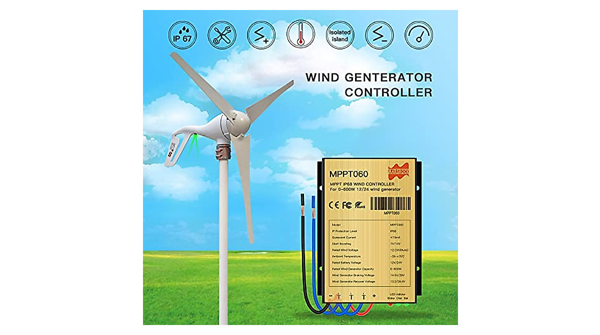 Mars Rock 0-600W IP67 MPPT Wind Charge Controller 12/24V