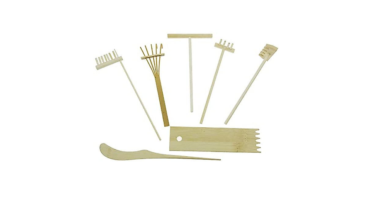 Cayway 7 PCS Zen Garden Rake Kit for Relaxation & Mindfulness