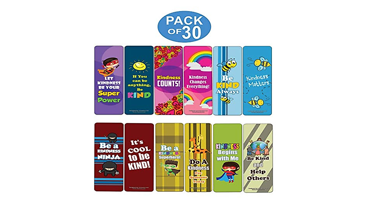 Super Bookmarks Kindness 30-Pack - Inspirational Bookmarks Gift