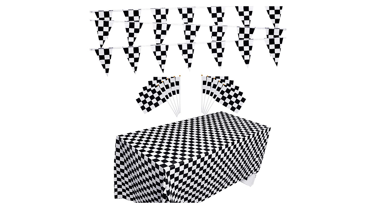 Checkered Flags Set for Racing Party Decorations