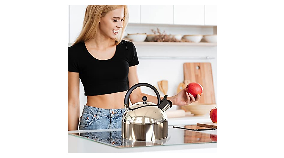 YSSOA Stainless Steel Whistling Tea Kettle, 3.17 Quart, Teapot for ...