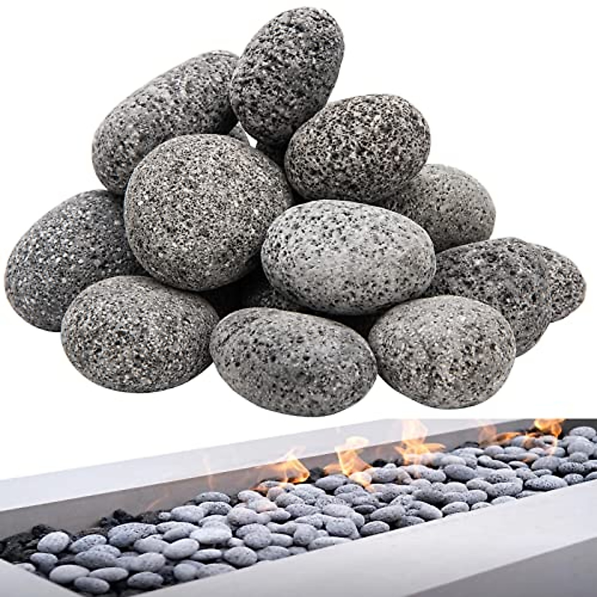 SOUJOY 10lbs Lava Rocks For Fire Pit - 1-2" Black Tumbled Natural Volcanic Stones