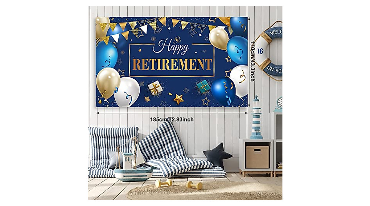 Retirement Party Decorations Navy Blue & Gold - Easy DIY Setup