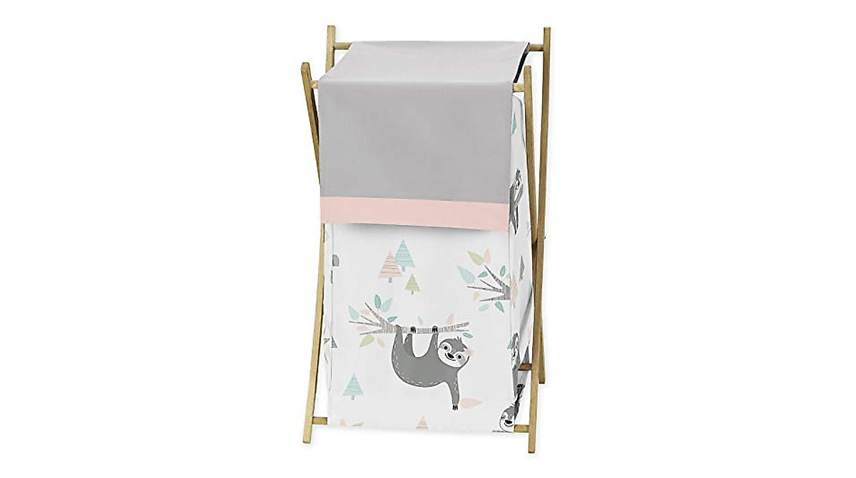 Sweet Jojo Designs Pink & Grey Jungle Sloth Laundry Hamper