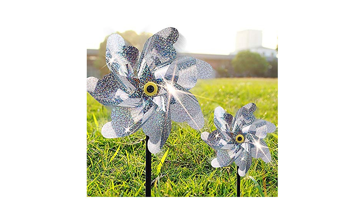 BATTIFE Reflective Pinwheels 10 Pack - Garden Bird Deterrent & Pest Control