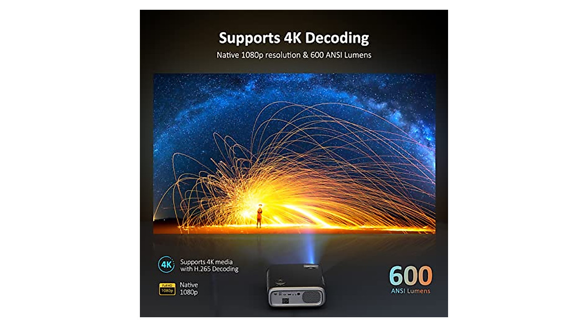 NexiGo PJ40 Projector - 1080P, 4K Support, 600 Lumens, 300