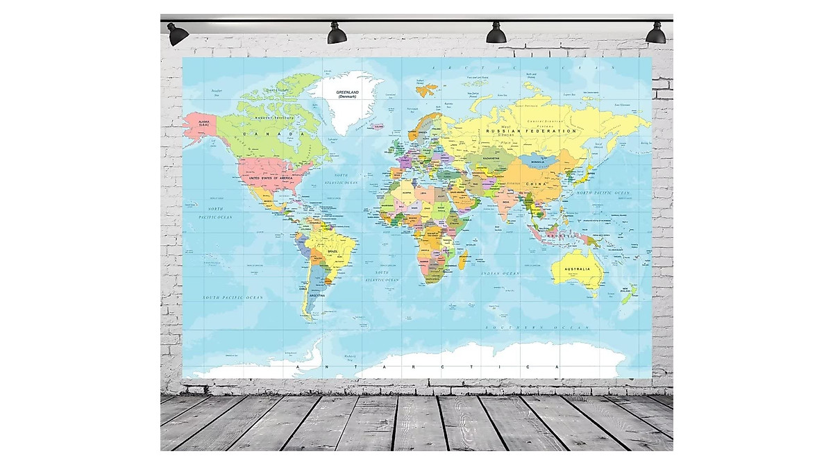 CORFOTO World Map Backdrop - Perfect for Travel Themed Events