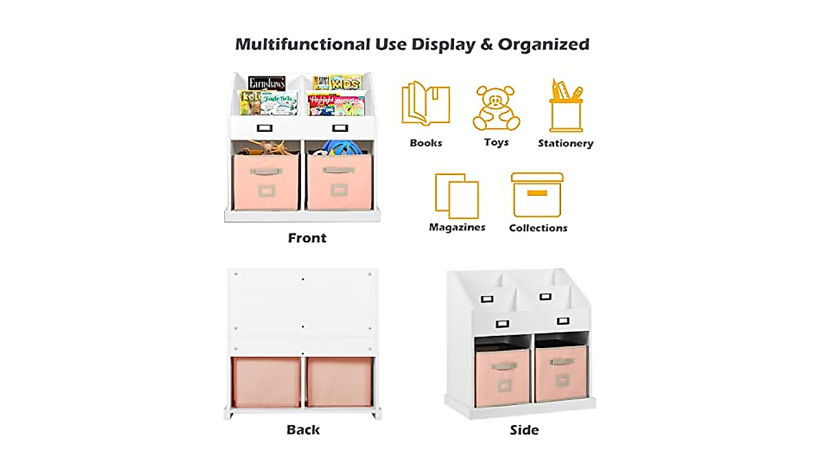 Stylish 2 in 1 Pink Bookshelf & Storage Organizer