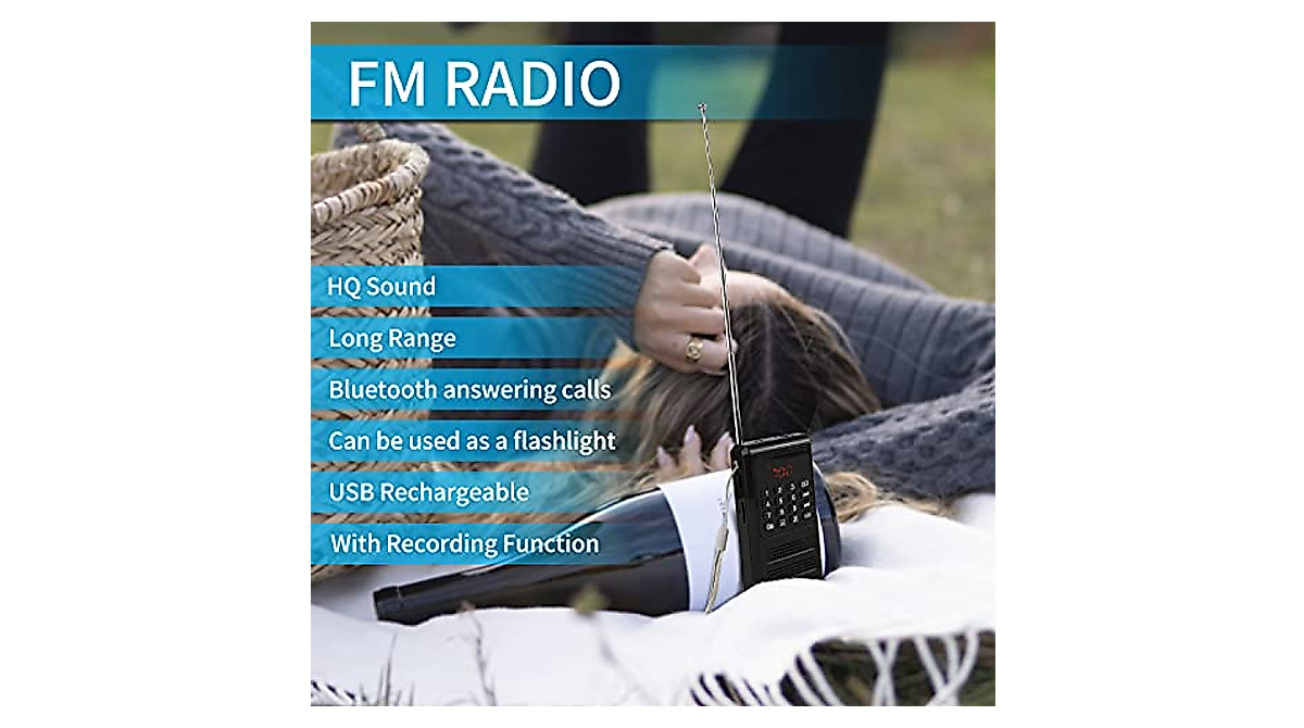 Portable Digital AM/FM Radio - Mini, Bluetooth & Rechargeable