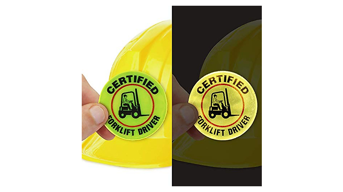 Certified Forklift Driver Hard Hat Labels - Pack of 5