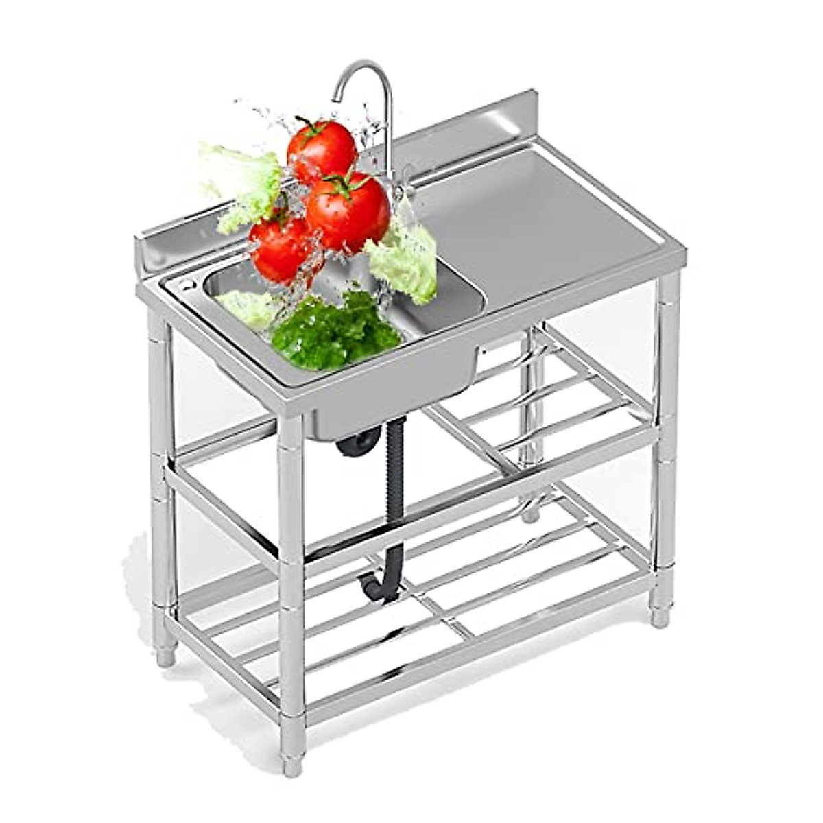 Commercial Stainless Steel Kitchen Sink with Workbench