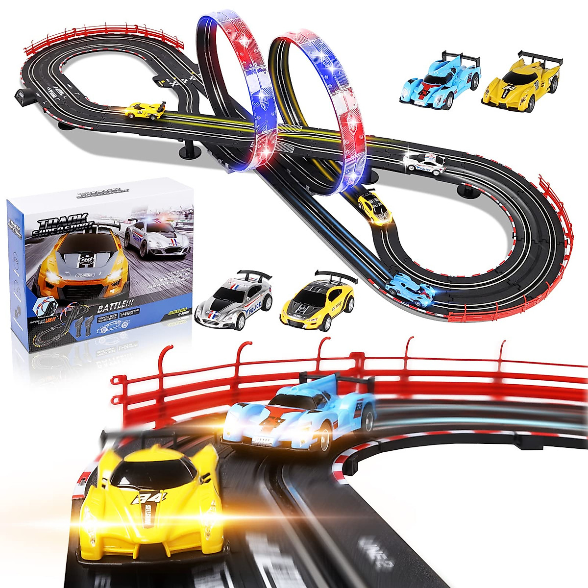 Exciting Electric Slot Car Race Set for Kids - 18.5FT Track