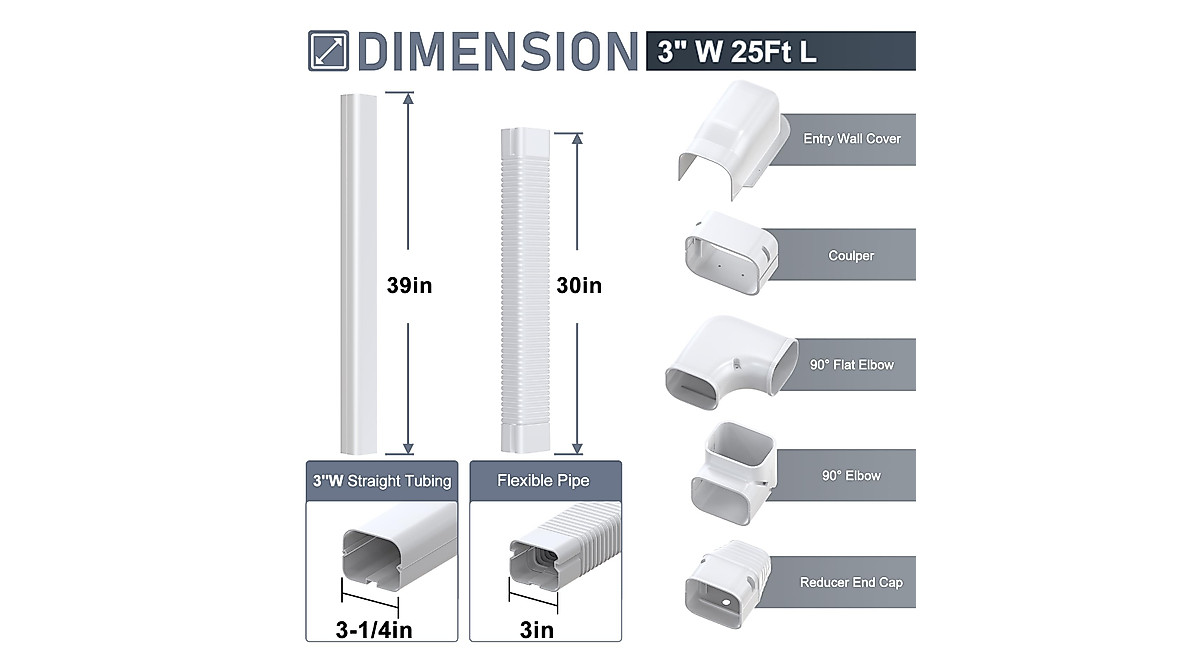 Flamorrow PVC Line Set Cover Kit for Ductless AC 25ft