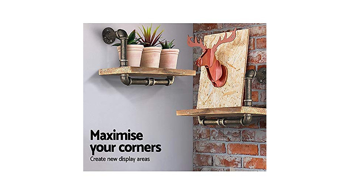 Industrial Pipe Shelf - Rustic Wood & Metal Design