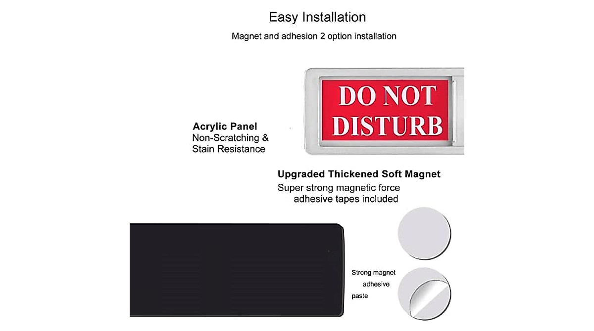 Silver Magnetic Door Sign - Clear Room Status for Offices & Hotels