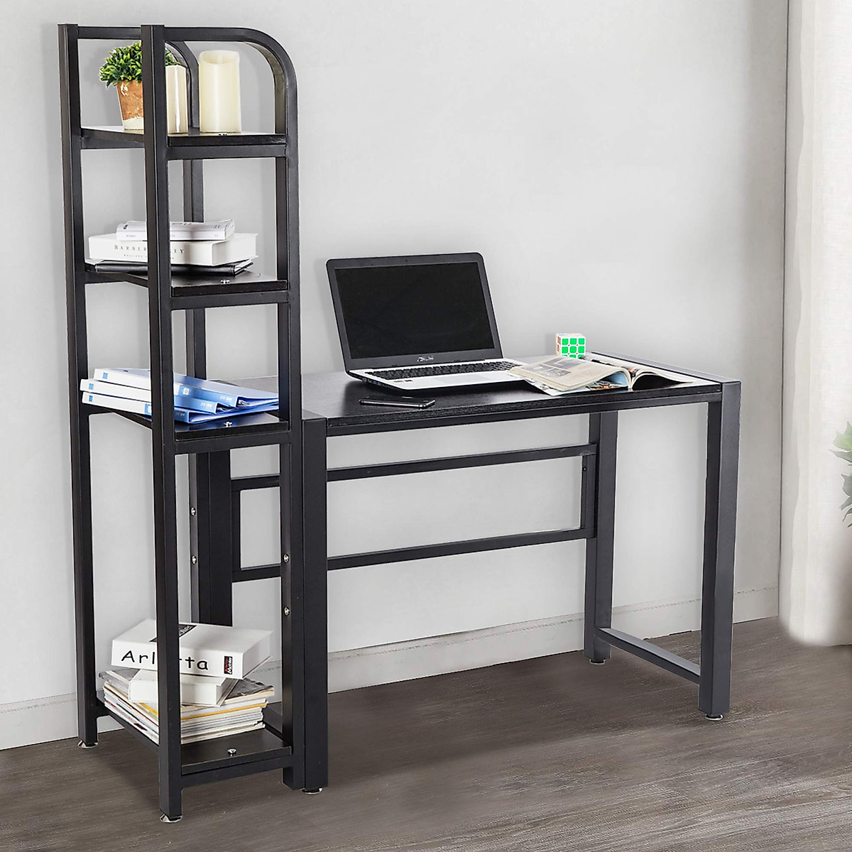 Zhanrui Modern Computer Desk with 4 Tiers Storage for Home Office