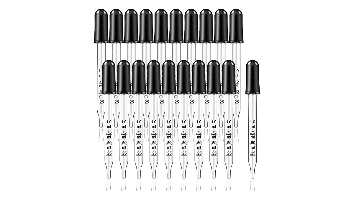 20pcs 1ml Glass Droppers for Essential Oils & More