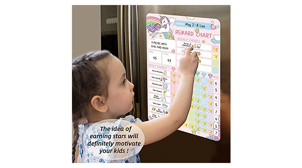 Unicorn Magnetic Chore Chart for Kids - Learn Responsibility