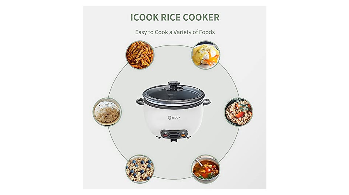 ICOOK 3-Cup Mini Rice Cooker - Compact & Versatile Cooking Solution