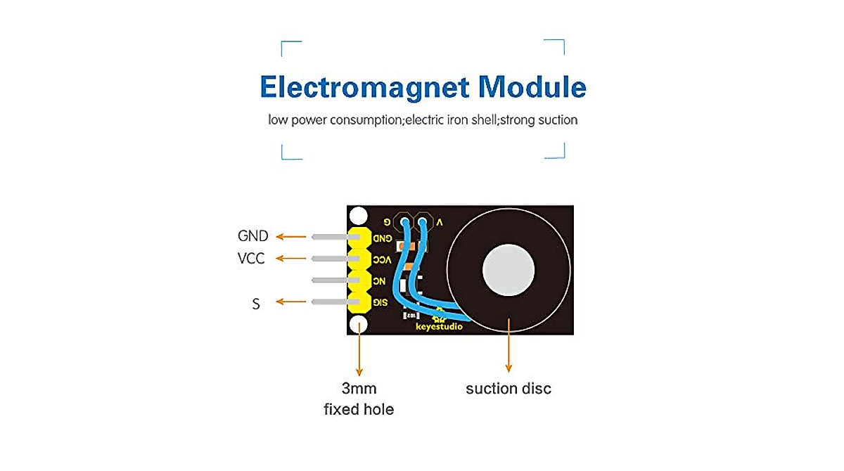 KEYESTUDIO 5V DC 25N Electromagnet for Arduino - Powerful Lifting Magnet