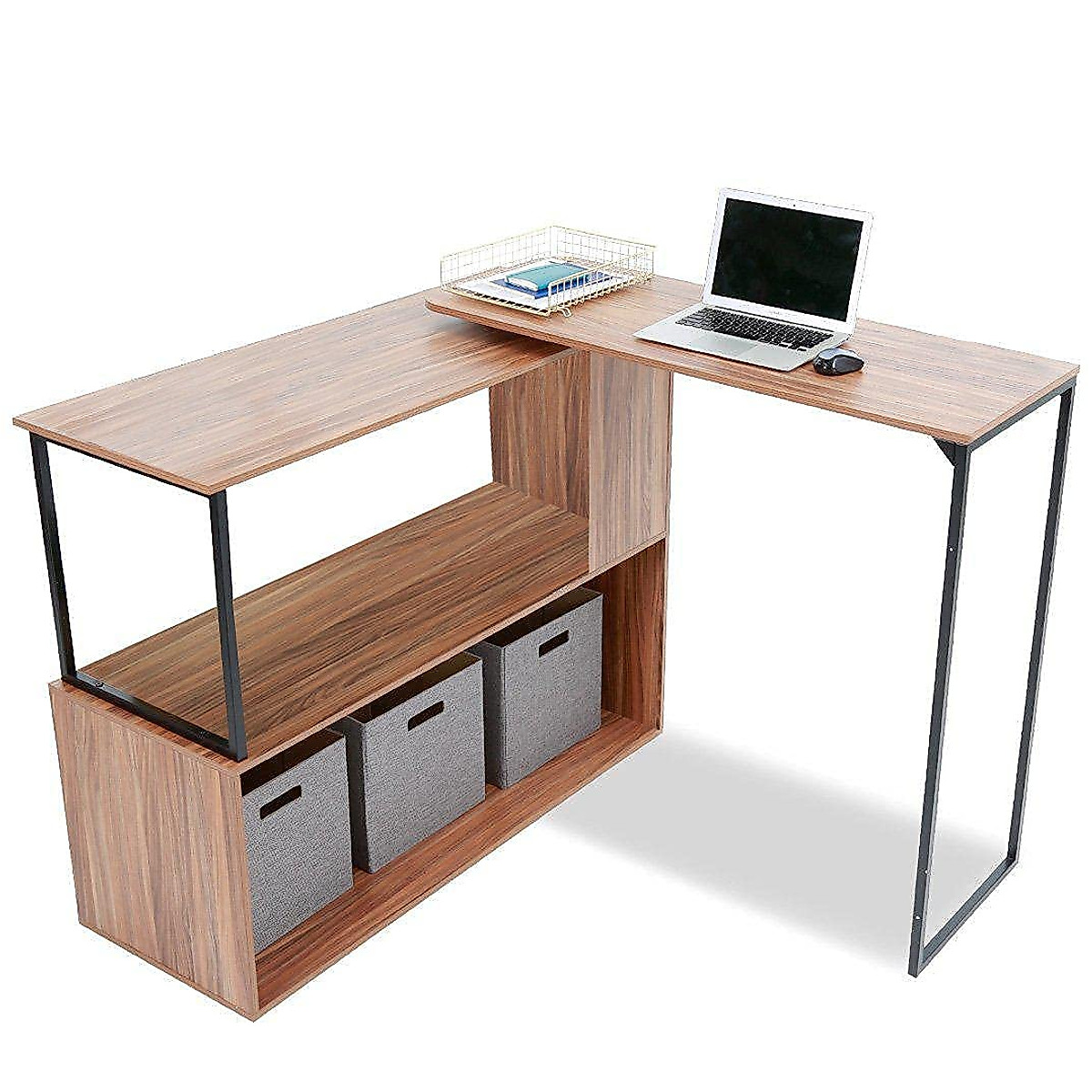 Stand Steady Joy L-Shaped Rotating Desk for Small Spaces