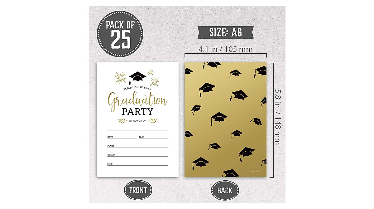 Hat Acrobat Graduation Party Invitations - 25 Pack