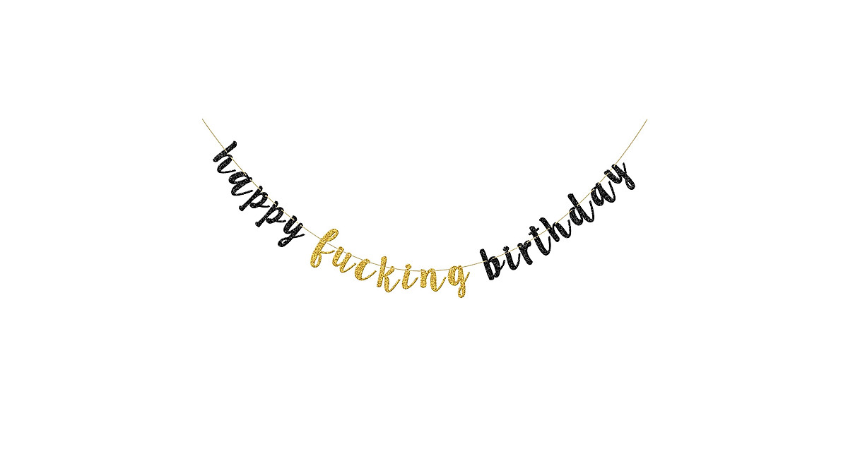 Gold & Black Happy F**king Birthday Banner - Chic Party Decor