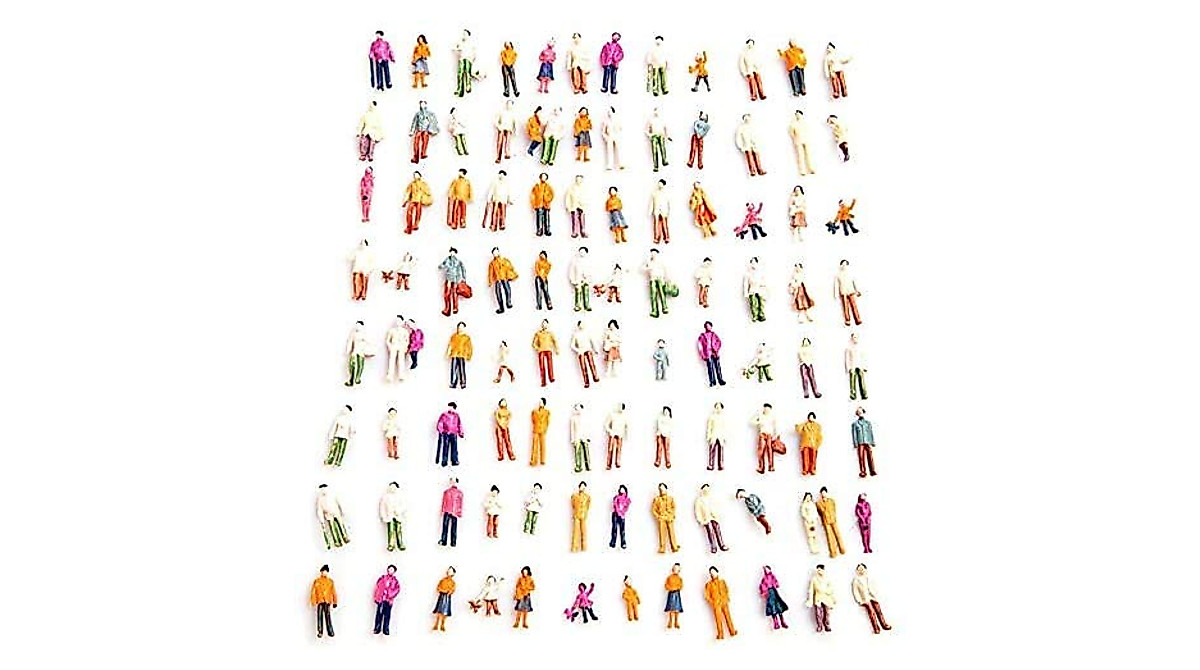 100 Pcs 1:100 HO Scale Model People Set - Colorful Figures