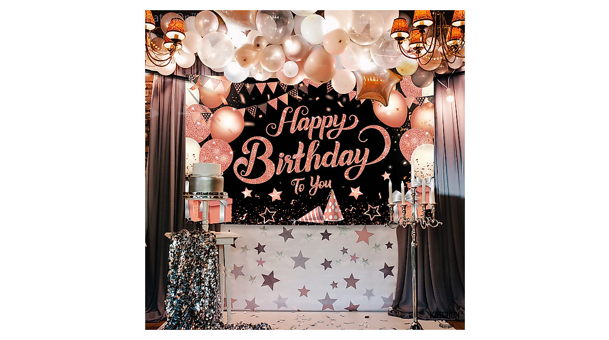 XtraLarge Rose Gold Birthday Banner - Elegant 72x44 Inch Decor
