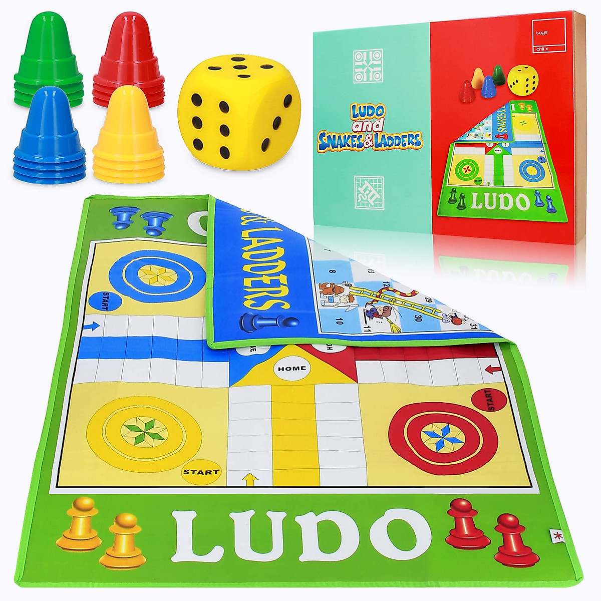 Giant Ludo & Snakes & Ladders Mat - Fun for All Ages