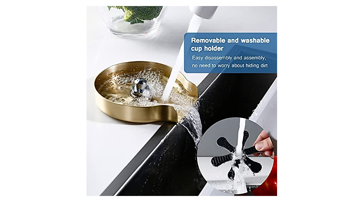 Brushed Gold Kitchen Sink Glass Rinser - Easy Installation