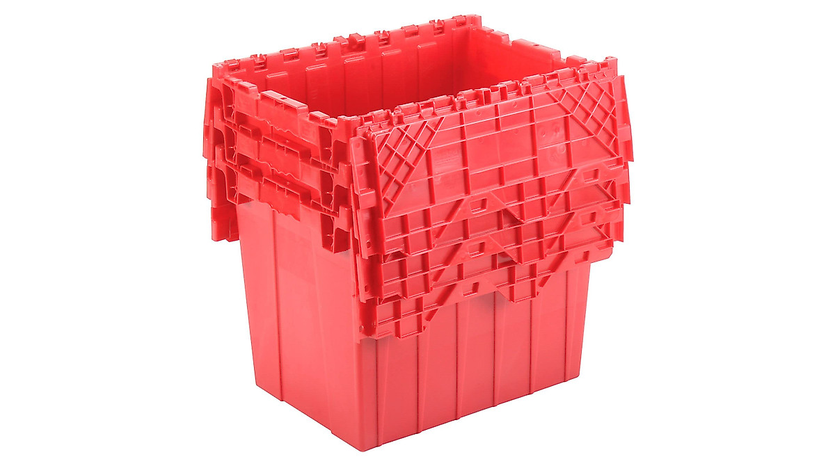 Durable Red Storage Container with Hinged Lid