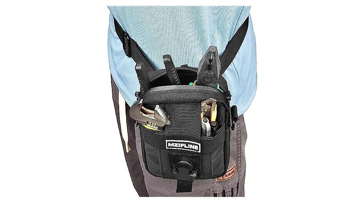 MZIPLINE Smell Proof Crossbody Shoulder Bag - Grey Tactical Pouch With Carbon Lining, MOLLE System, Lockable Zipper