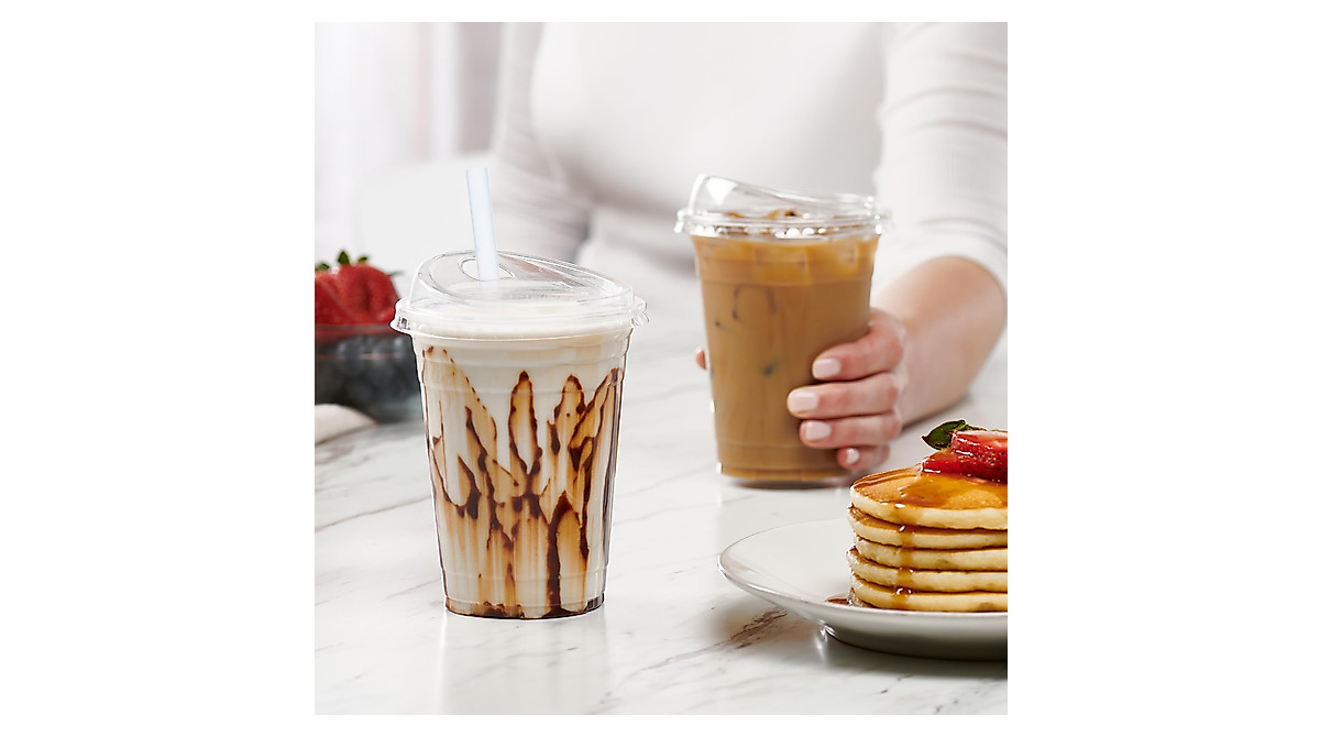 Comfy Package 16 oz Plastic Cups with Strawless Lids