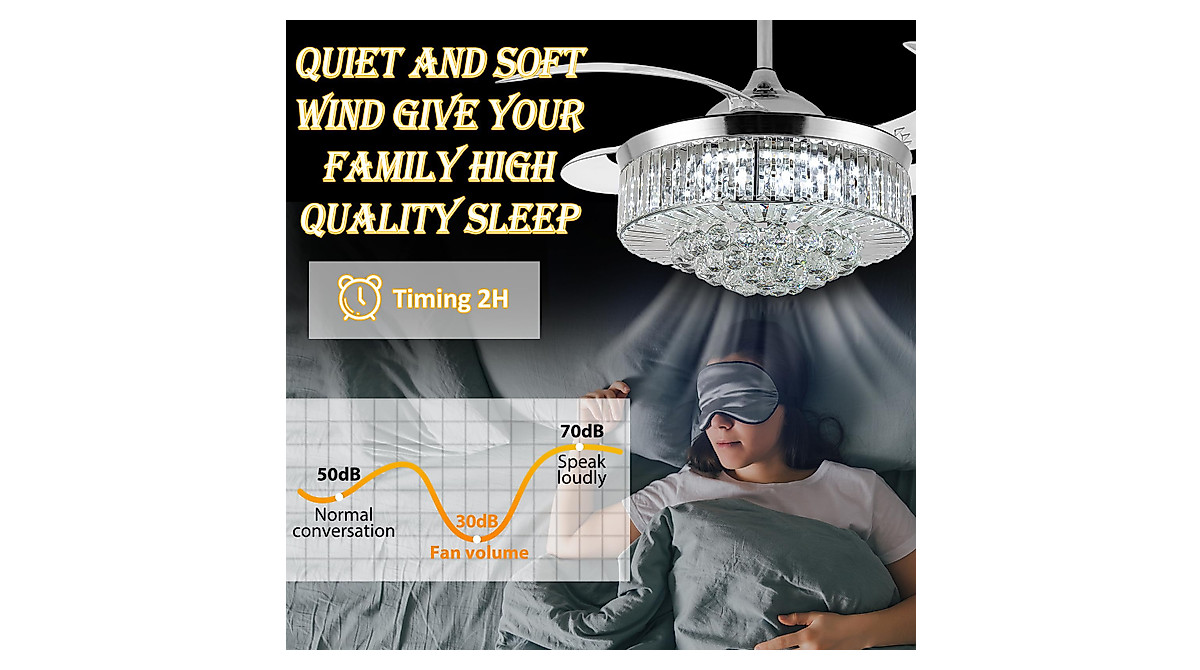 Panghuhu88 36-Inch Modern Crystal Ceiling Fan Light with Remote