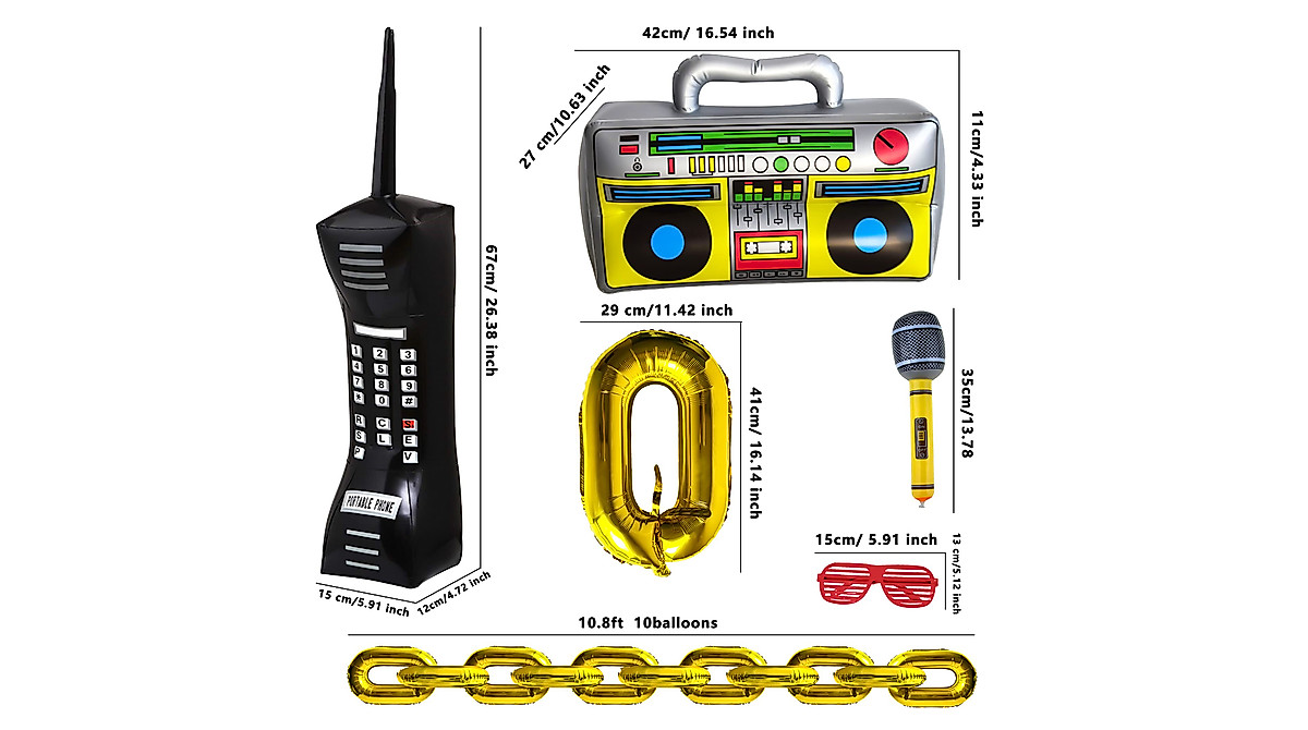 Cagemoga Inflatable 80s 90s Party Decorations