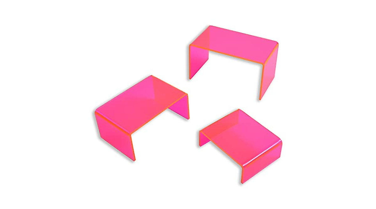 X-FLOAT Neon Pink Acrylic Display Risers - Set of 6