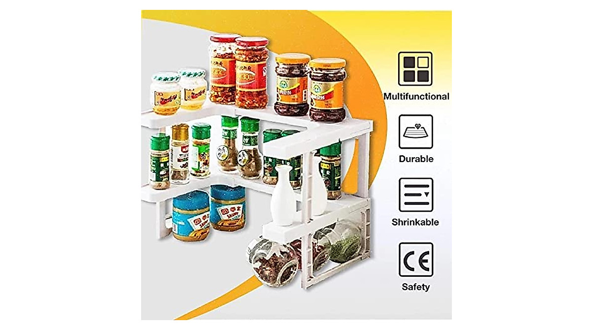 Adjustable Spice Rack - Deluxe Stackable Storage Shelf