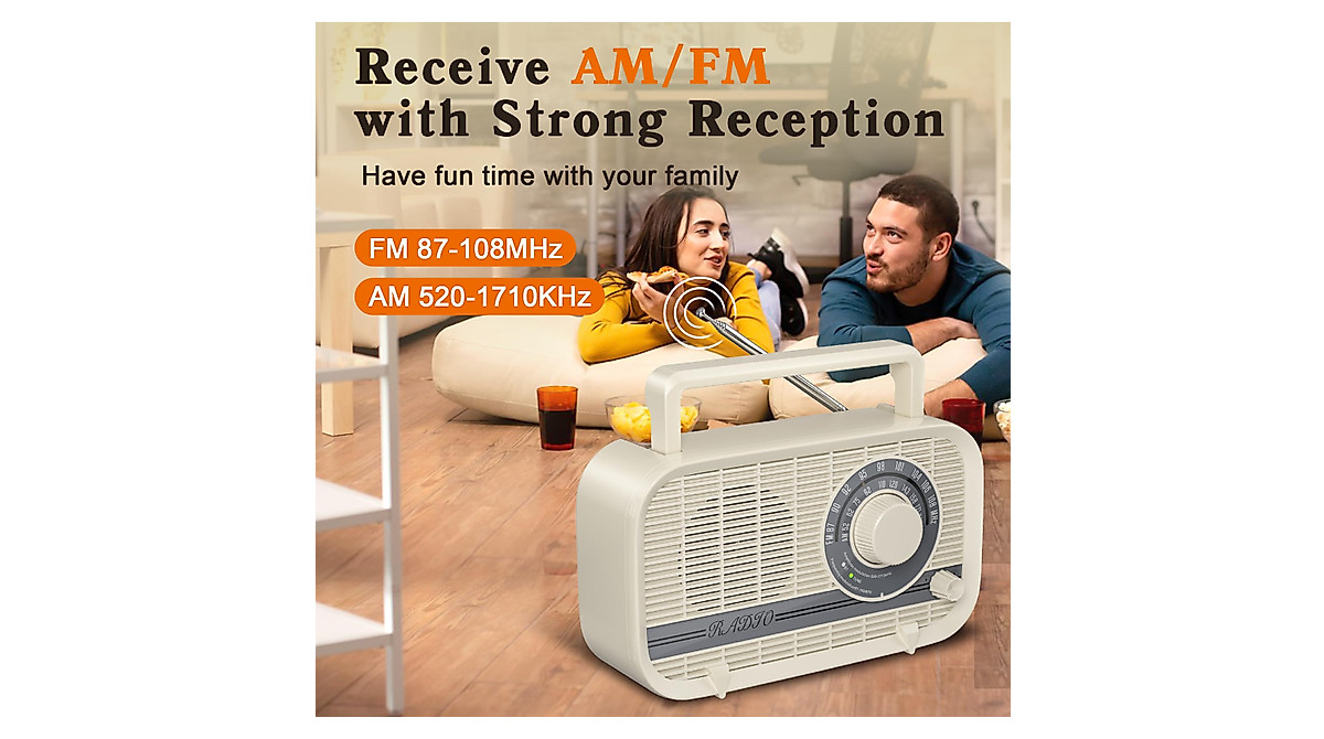 Audiocrazy Retro Portable AM/FM Bluetooth Radio - Yellow