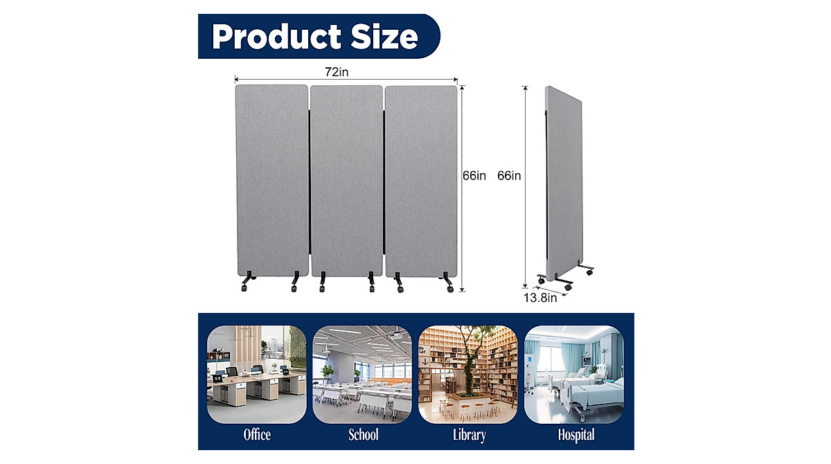 Portable Soundproof Room Divider with Wheels for Office & Studio
