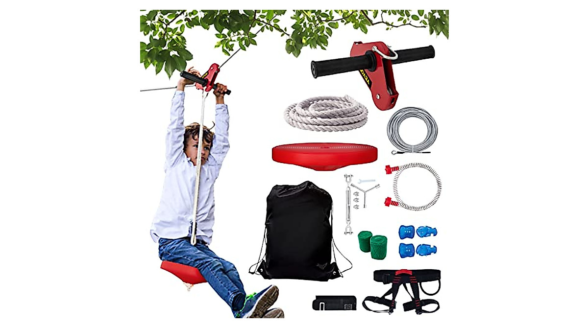 VEVOR 110FT Backyard Zip Line for Kids & Adults | Safe & Durable