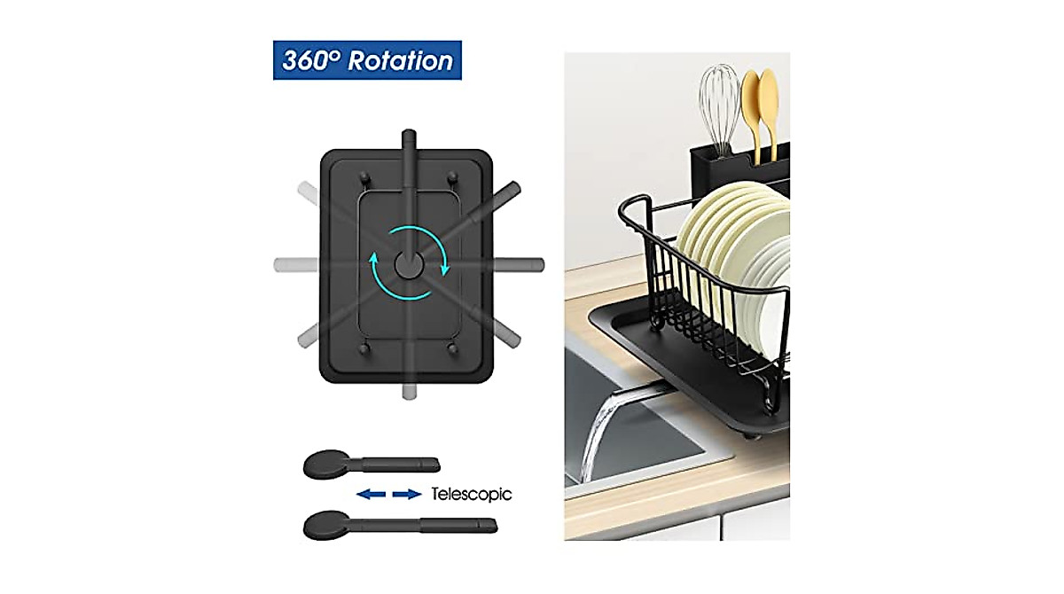 Klvied Dish Rack with Swivel Spout – Space-Saving, Rust-Resistant Design