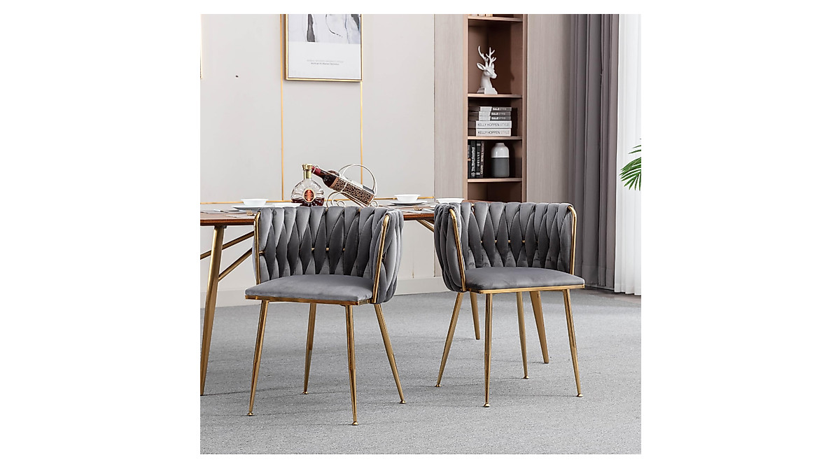 TXFTRR Velvet Dining Chairs Set of 2 - Modern Gold Leg Design