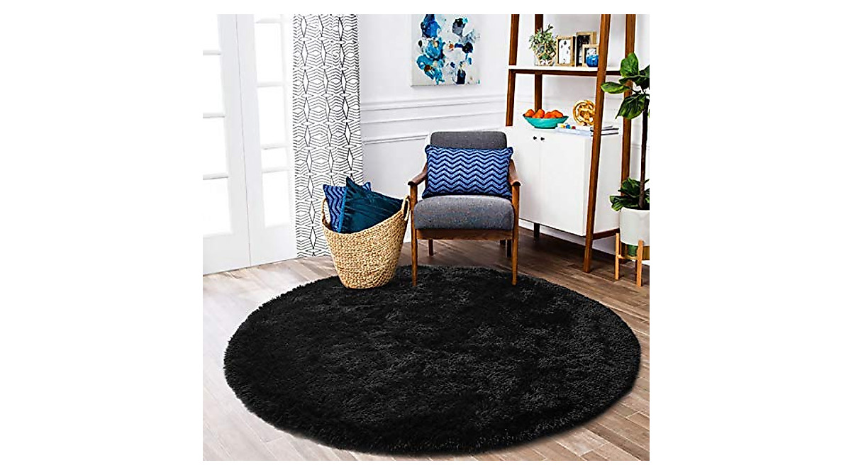ISEAU Fluffy Round Rug - Stylish & Comfy for Kids