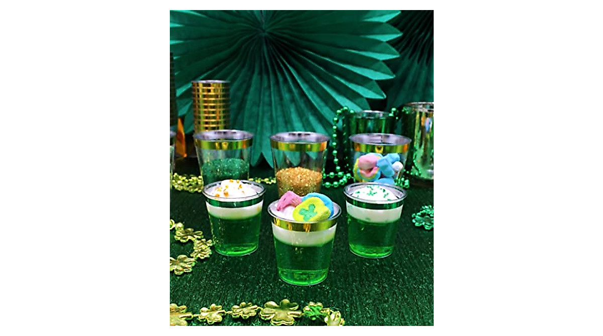 Elegant Gold Rim Plastic Shot Glasses - 120 Pcs for Parties