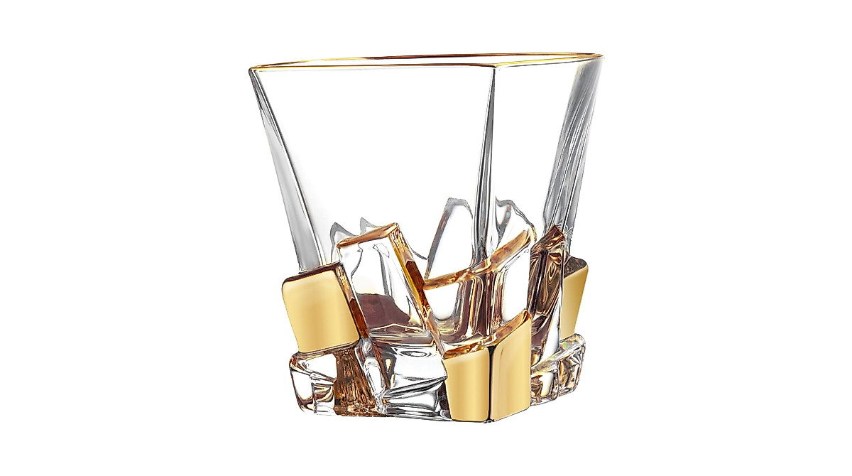 Barski - European Quality - Crystal - Whiskey - Liquor - Rectangular Shaped - Decanter - Raindrop Design With