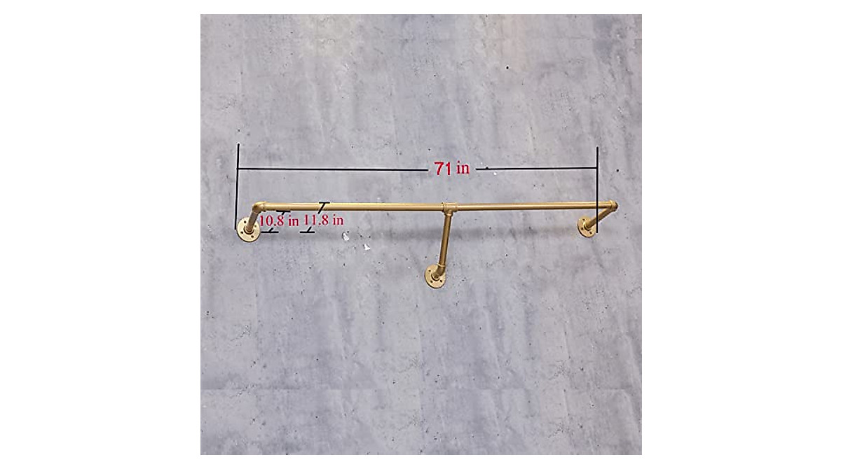 MDEPYCO Industrial Gold Wall Mounted Clothes Rack & Storage