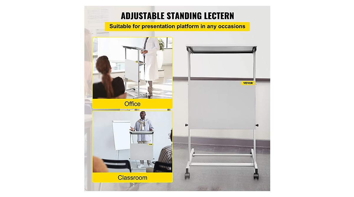 Adjustable VEVOR Stand Up Lectern with Wheels